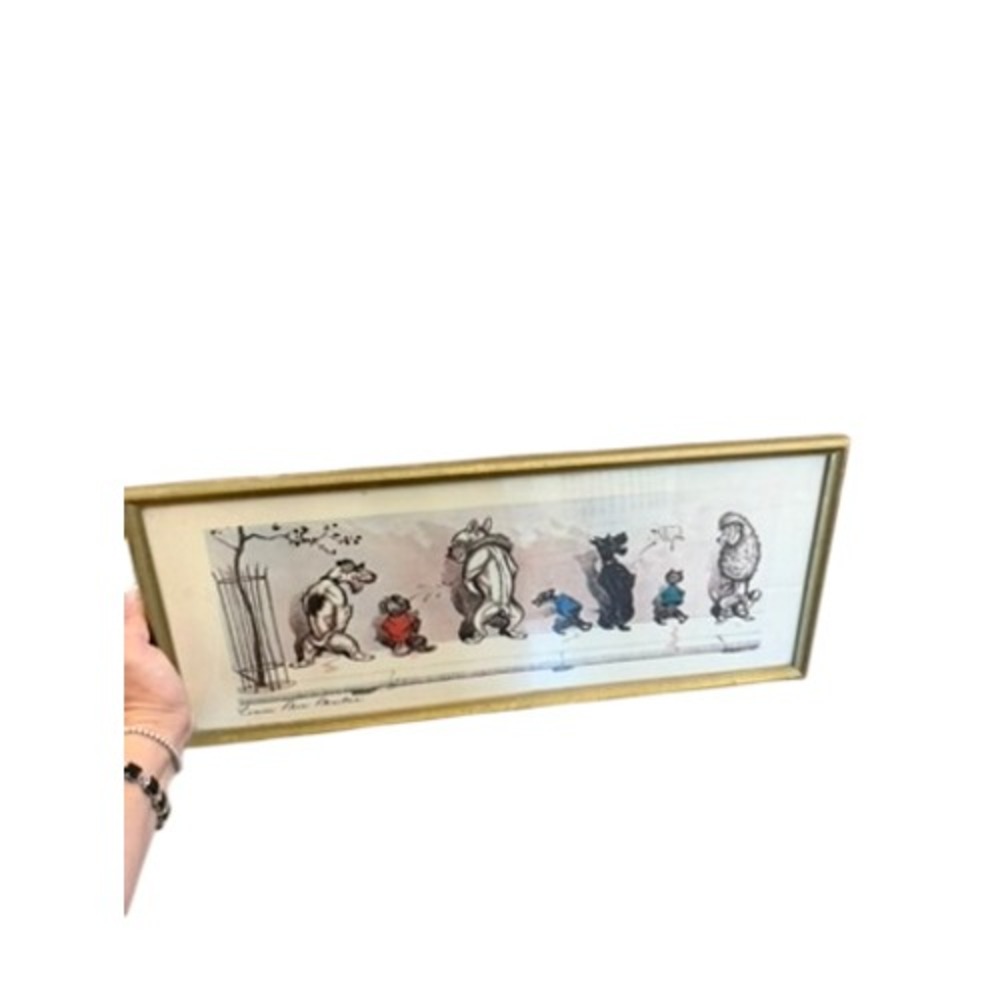 VTG Boris O'Klein Comme Nos Maitres Framed Print Dirty Dogs of Paris Art RARE - Picture 6 of 9